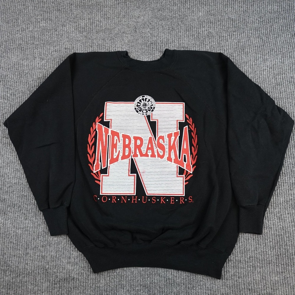 Vintage Nebraska Cornhuskers Sweatshirt Mens XL Black NCAA Football Ultra Sweats